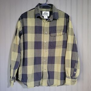 Old Mill Flannel Button Down Green Black Plaid Long Sleeve Men's Size Large